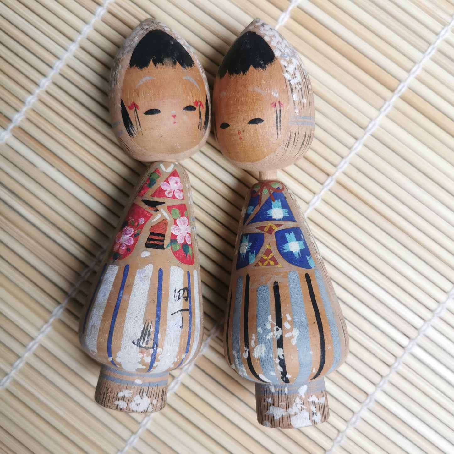 Poupée Kokeshi miniature, couple en bois, rétro Showa