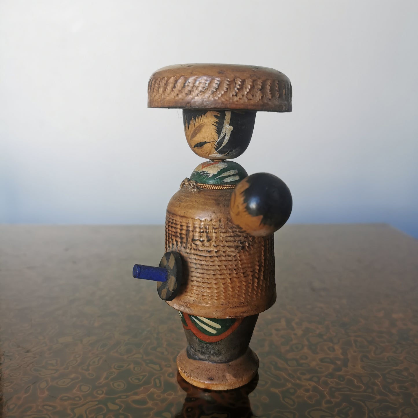 Poupée samouraï japonais, Kokeshi vintage de Shimizu no Jiji