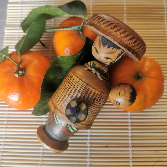 Poupée samouraï japonais, Kokeshi vintage de Shimizu no Jiji