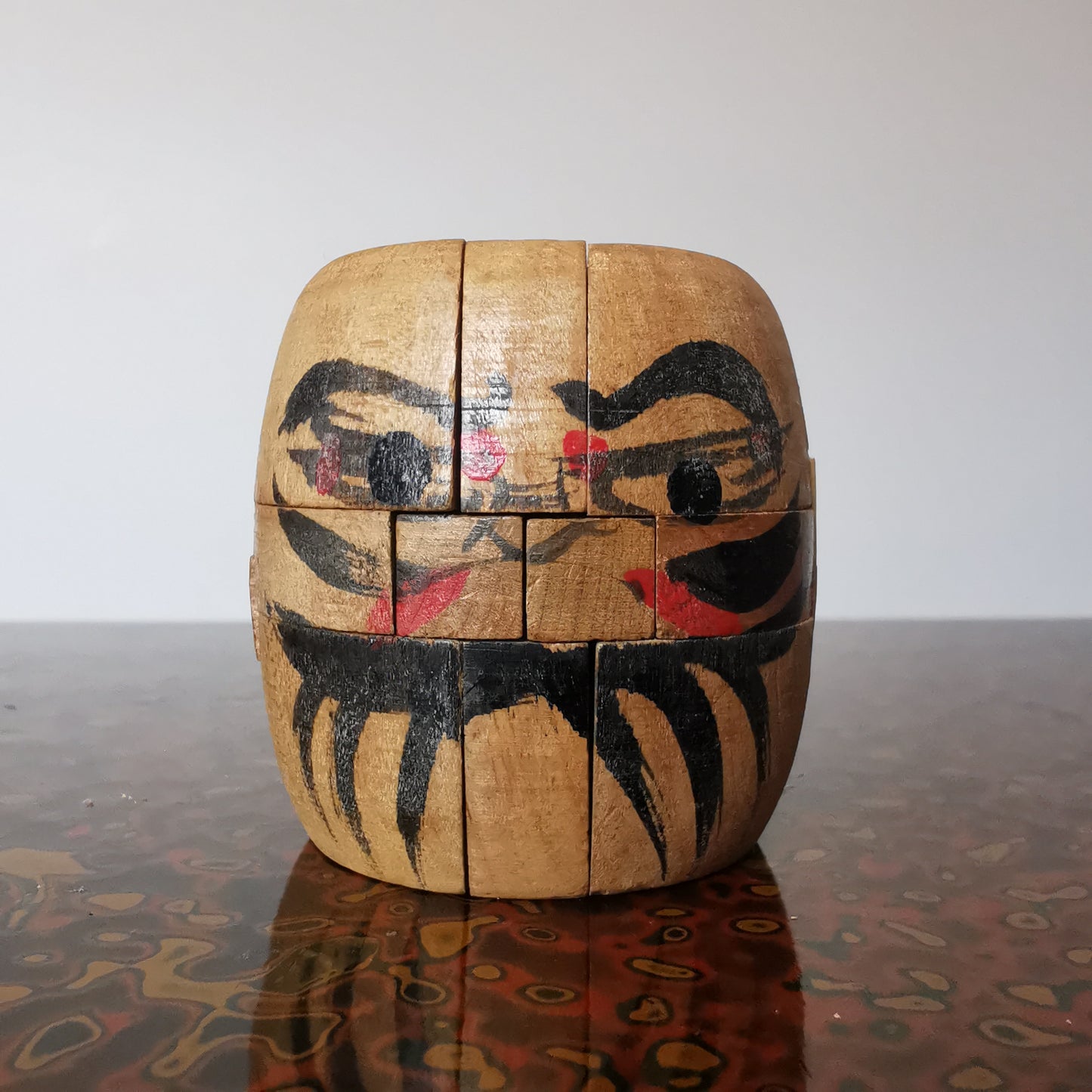 Puzzle jouet Daruma, poupée Daruma 3D à assembler en bois vintage du Japon.