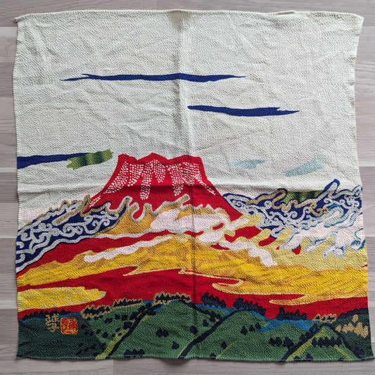 Furoshiki Japonais – Mont Fuji en Soie par Kataoka Tamako, 45 x 45 cm