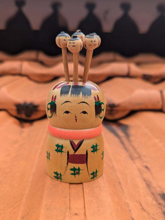 Kokeshi porte cure dent, poupée en bois créative vintage, objet décoratif du Japon fait main