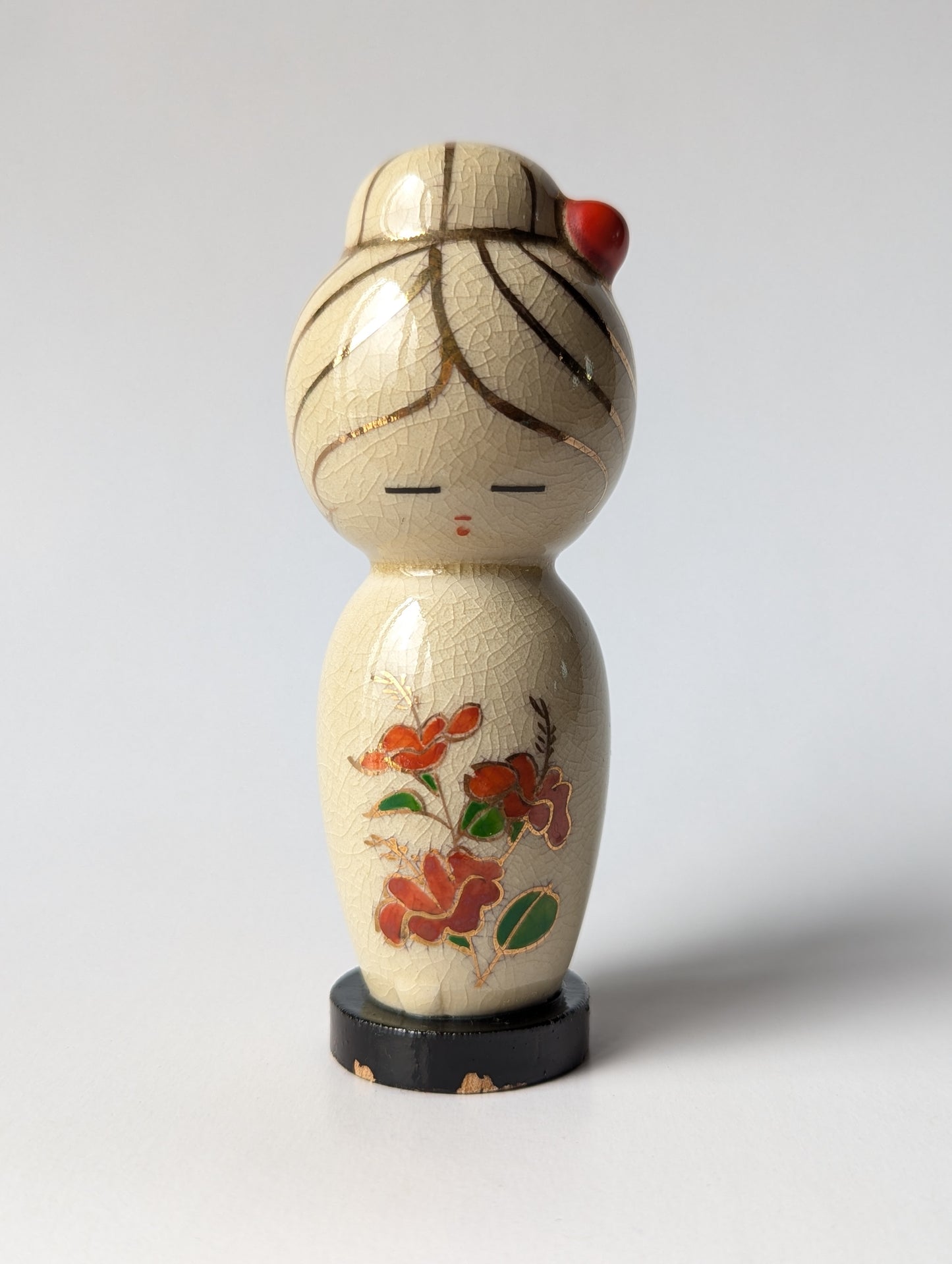 Ravissante Kokeshi en Céramique Satsuma-yaki des Années 70.