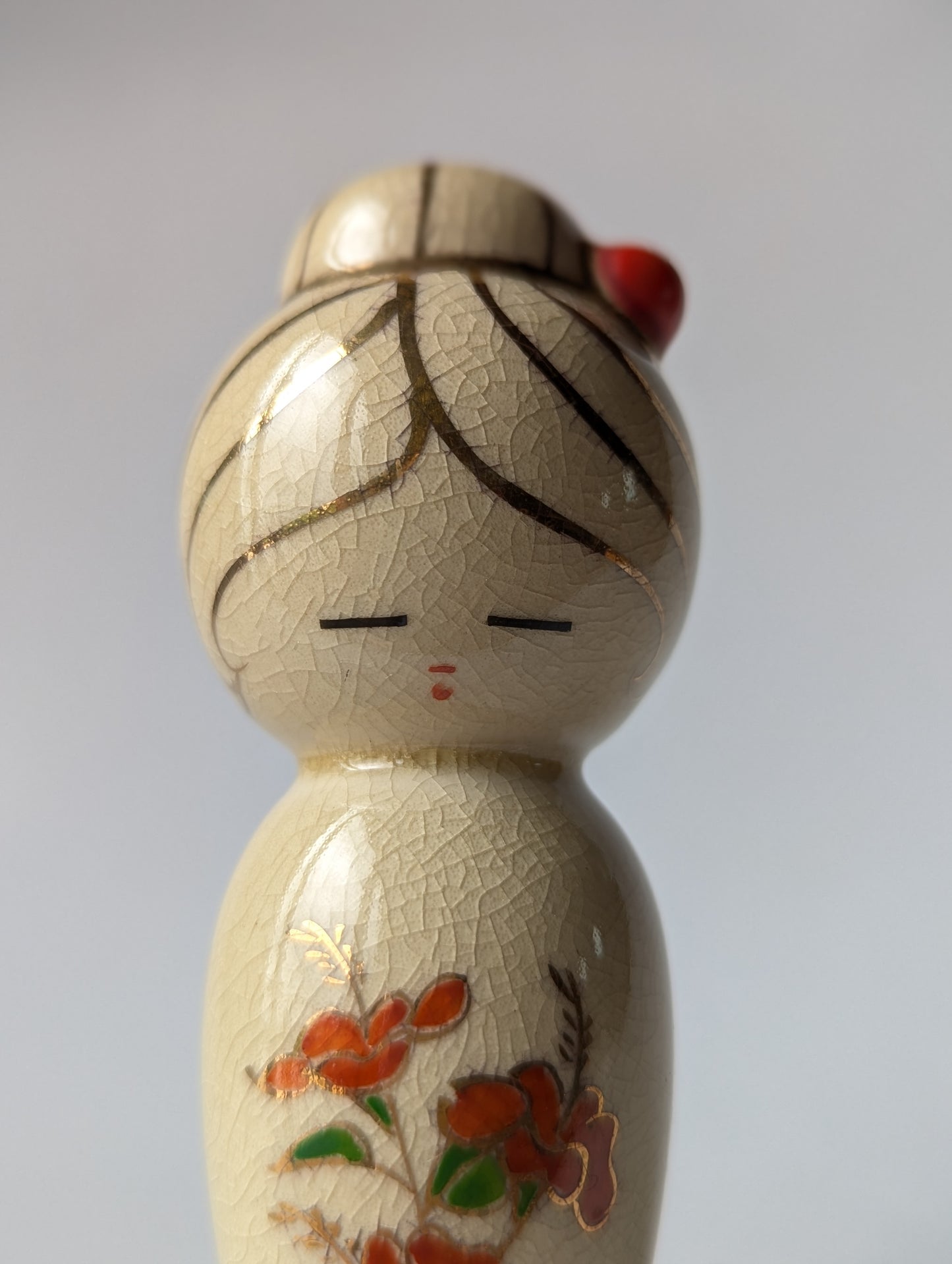 Ravissante Kokeshi en Céramique Satsuma-yaki des Années 70.