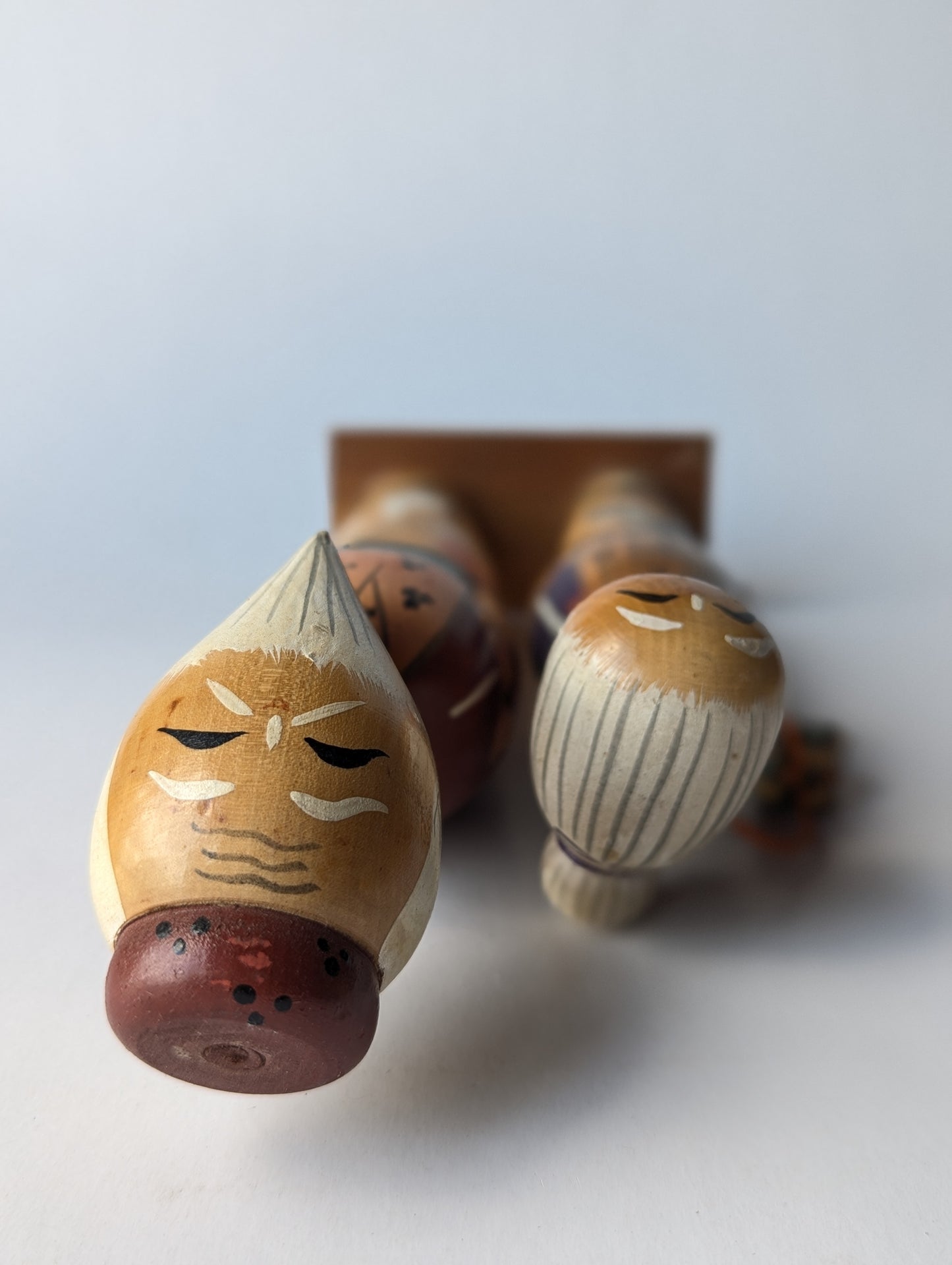 Poupées Kokeshi vintage, 'vieux couple', grand-mère grand-père