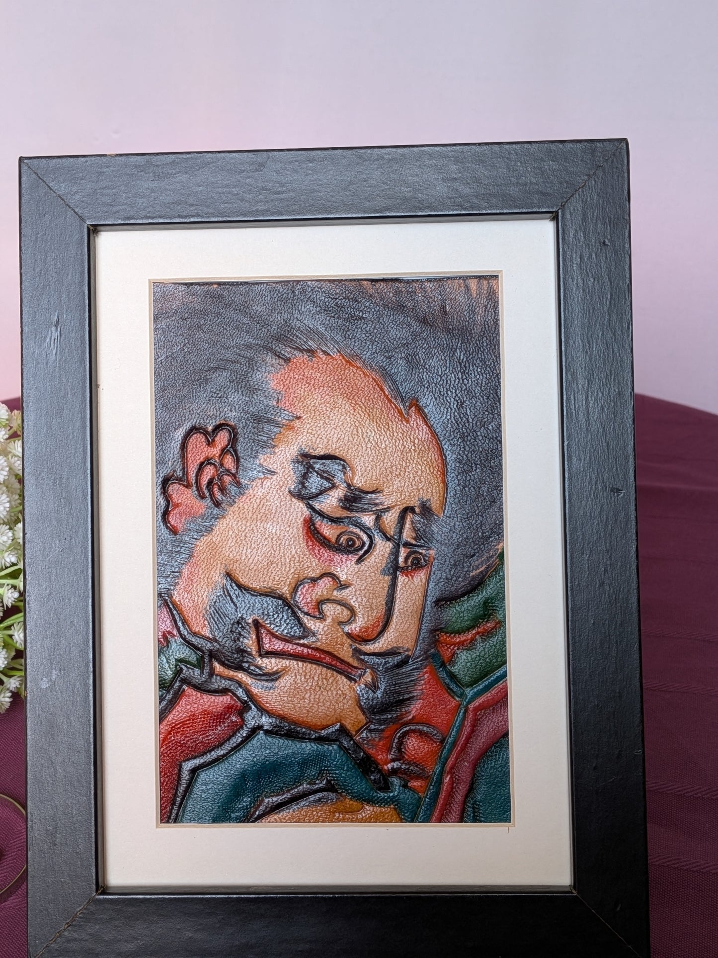 Rare Gravure sur Cuir Repoussé – Design Traditionnel de Cerf-Volant de Tsugaru (Japon)