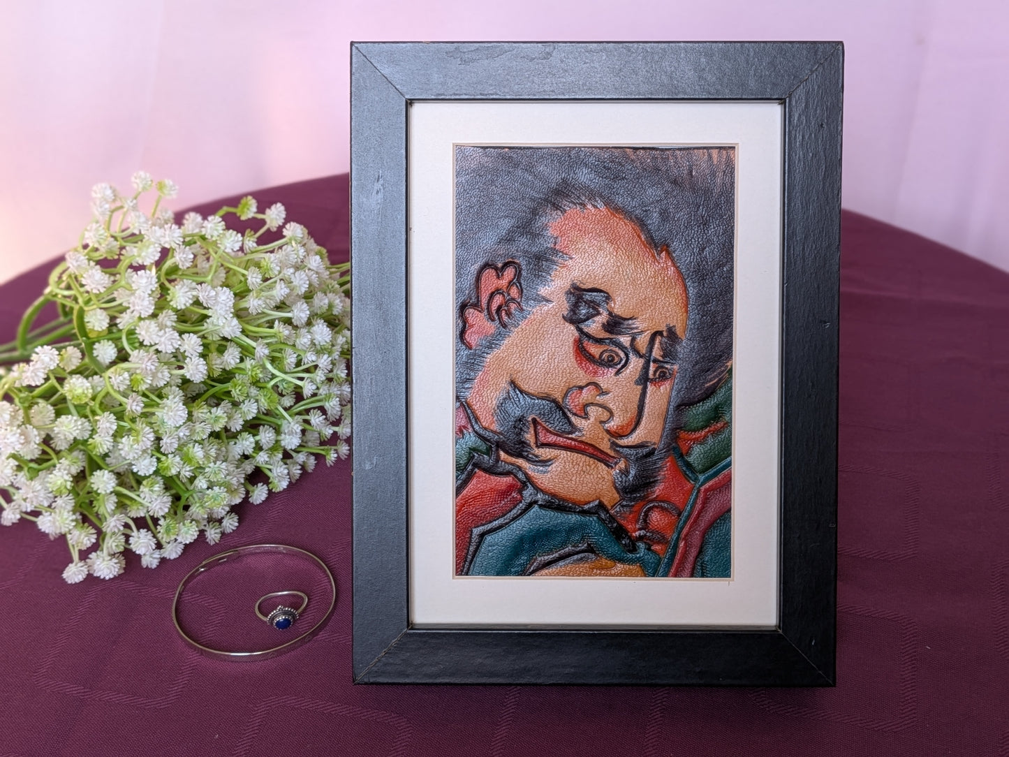 Rare Gravure sur Cuir Repoussé – Design Traditionnel de Cerf-Volant de Tsugaru (Japon)