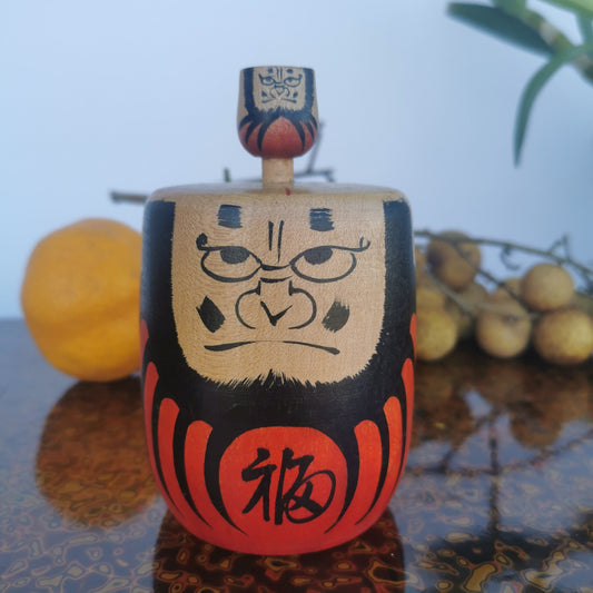 Jeu de toupie en bois Daruma, culture japonaise koma asob. Cadeau original pour les amateurs d'art populaire japonais.