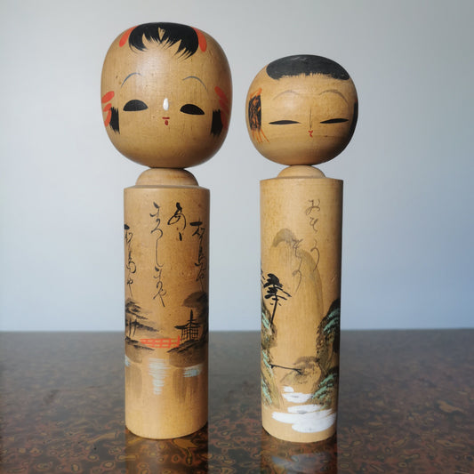 Lot de Poupées Kokeshi Vintage - Souvenir Retro Showa