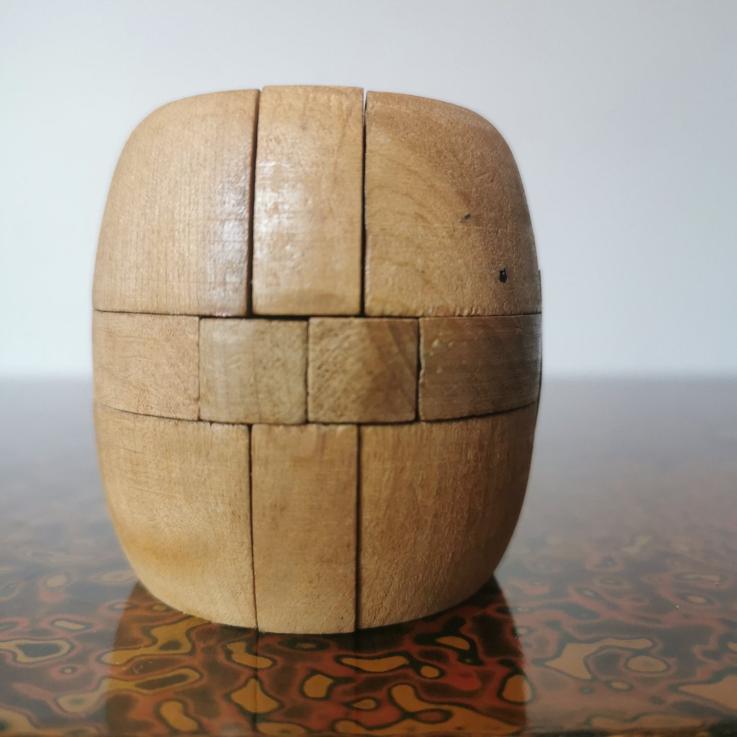 Puzzle jouet Daruma, poupée Daruma 3D à assembler en bois vintage du Japon.